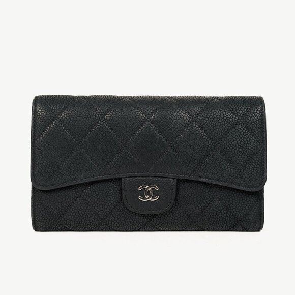 Chanel 13S Noir Caviar Classic Quilted Flap Portefeuille Wallet - Picture 1 of 15